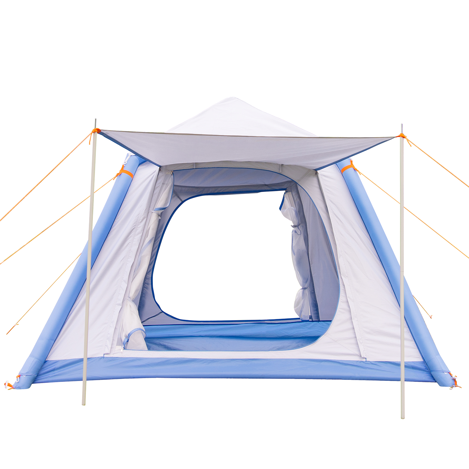 Double Person Automatic Inflatable Tent, Glamping Tent Camping Yurt with 8cm TPU White Bracket for Camping and Beach, Blue and Off-White Color